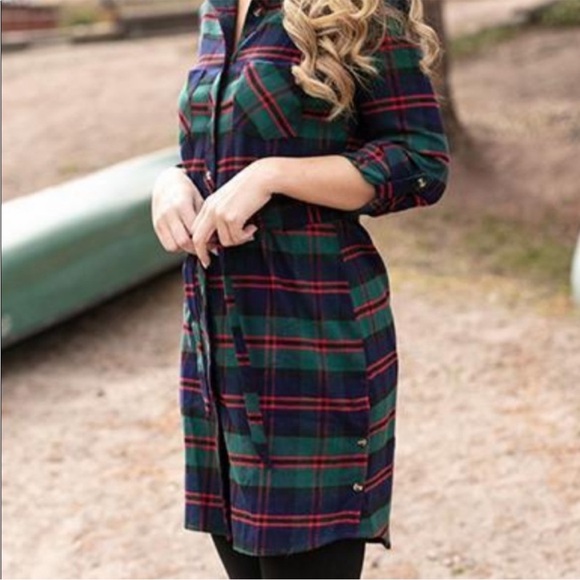 Grace & Lace Dresses & Skirts - Grace & Lace XS Plaid Shirt Dress with belt for synched waist